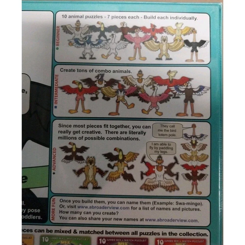 A Broader View BIRDS Jigsaw Puzzle 10 Jumbo Mix and Match Millions Of Combo's
